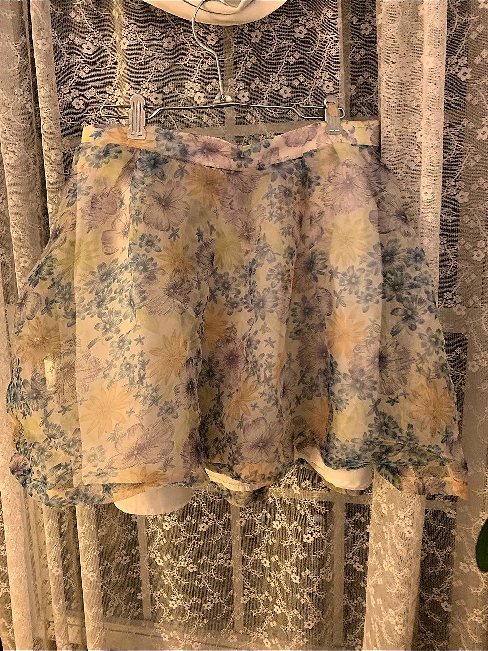 Girls Floral Mini Skirt in Yellow & Blue